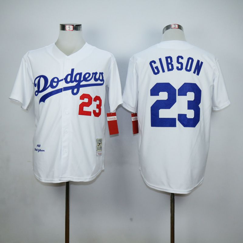Men Los Angeles Dodgers #23 Gibson White Throwback MLB Jerseys->los angeles dodgers->MLB Jersey